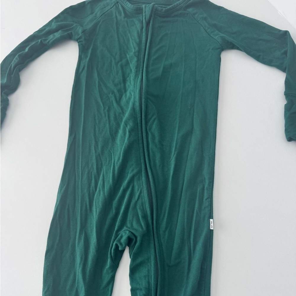 Little Sleepies Dark Green Zippy Pajamas Size 12-18M - Picture 2 of 4